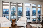 Expansive windows with amazing views of the mountains and Whitefish Lake